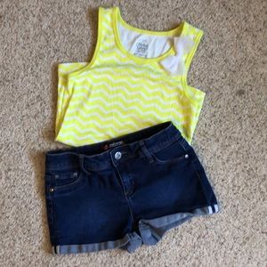 Girls denim shorts and tank